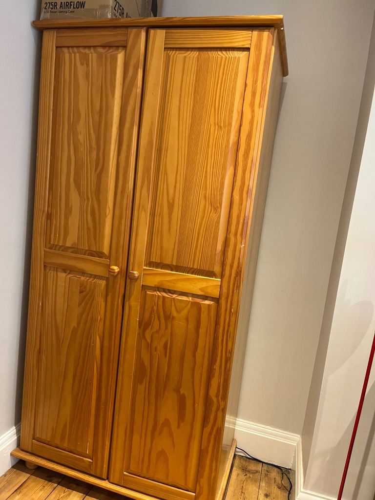 Solid pine wardrobe double doors