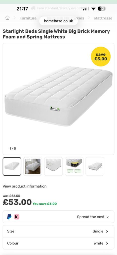 2 week old single mattress as new no offer 