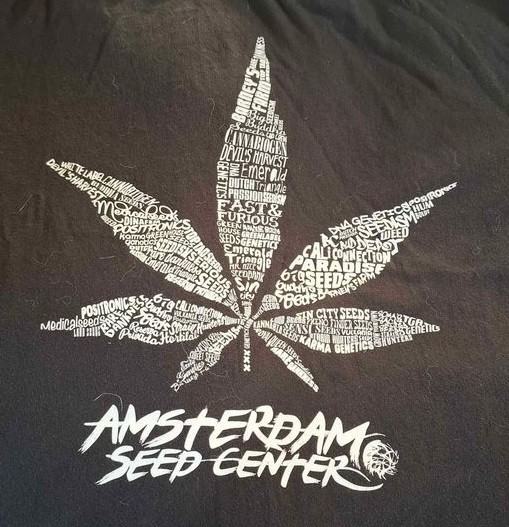 Men's large size T Shirt Adult themed Smoking / w e e d / Amsterdam