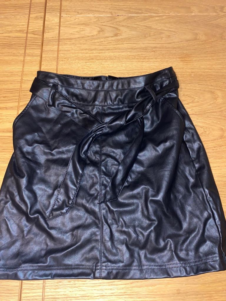 Black Leather Look Skirt