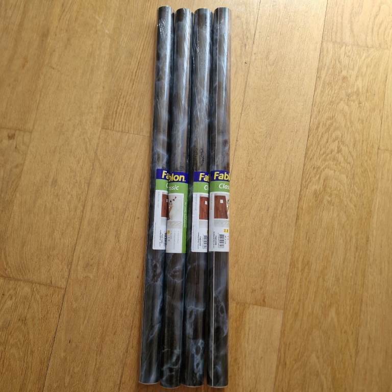 8Mtrs of Self Adhesive Vinyl Wrap Film for Kitchen Worktops, Black Marble Effect