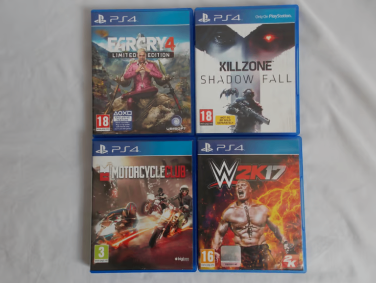 4 x PS4 Game Bundle FarCry 4 Killzone W2K17 Motorcycle Club