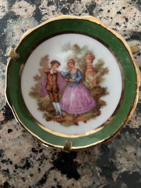 Vintage Miniature Plate Limoges France Fragonard Courting Couple Ceramic Plate