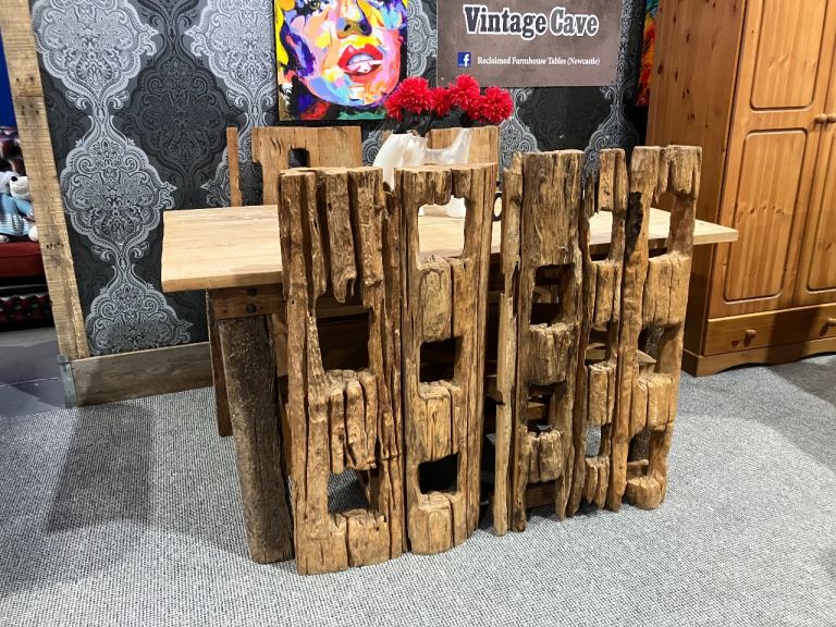 Stunning Drift Wood Dining Table and 4 Large Chairs Driftwood - Delivery