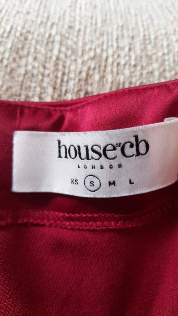 Size 8 (S) red satin "Anja" midi dress from House of CB