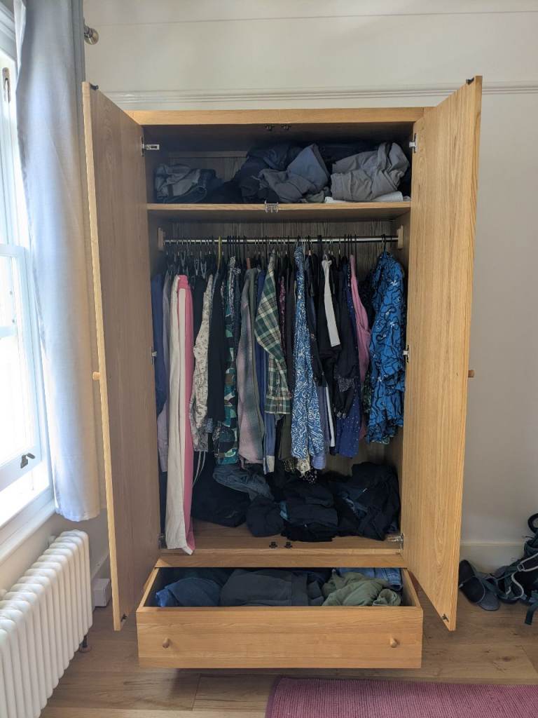 Heals double wardrobe solid oak