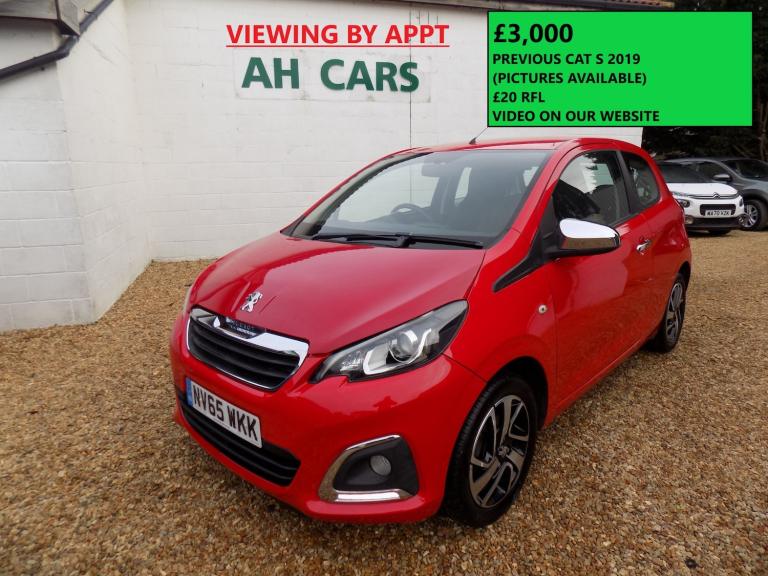 2016 Peugeot 108 1.0 Access 3dr (PREVIOUS CAT S IN 2019 REPAIRED TO DVLA STANDARDS) HATCHBACK Pet...