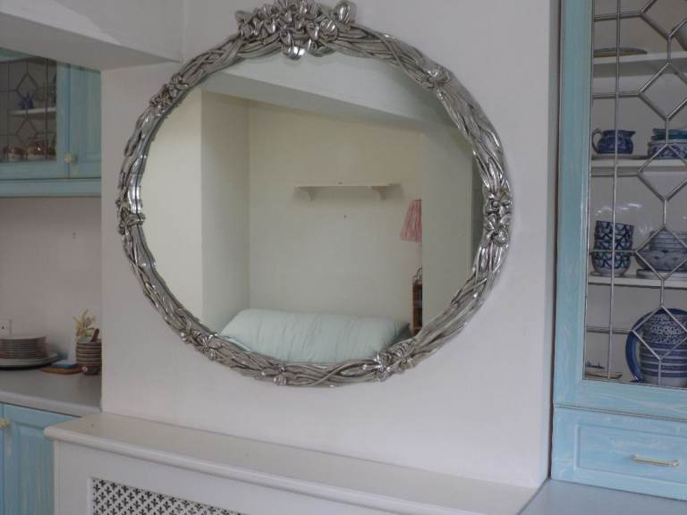 Decorative Silver Wall Mirror – Good Condition