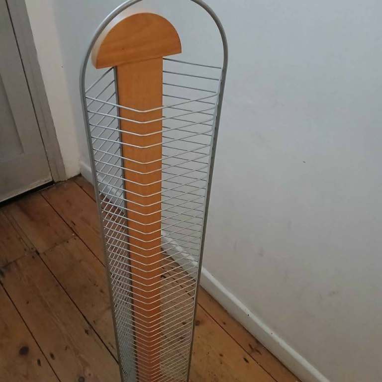 DVD CD Tower Rack Wire Freestanding 50 rack Wood & Metal CD Storage Tower Rack – Retro Minimalist