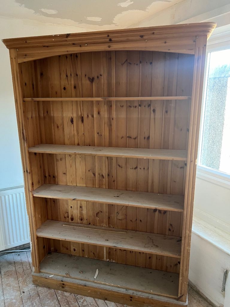 Large solid pine bookcase with adjustable shelves 