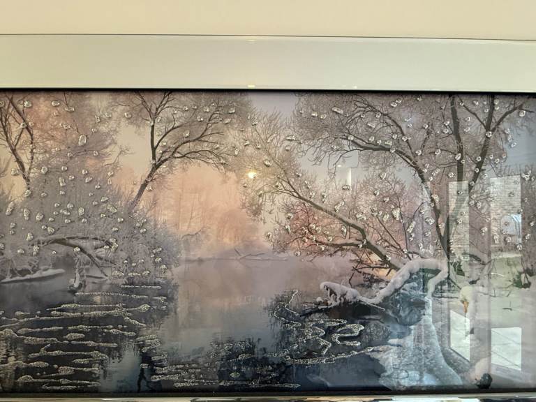 Large 3D Mirrored Glitter Wall Art / Picture Frame – Winter Scene (100cm x 60cm) Heavy