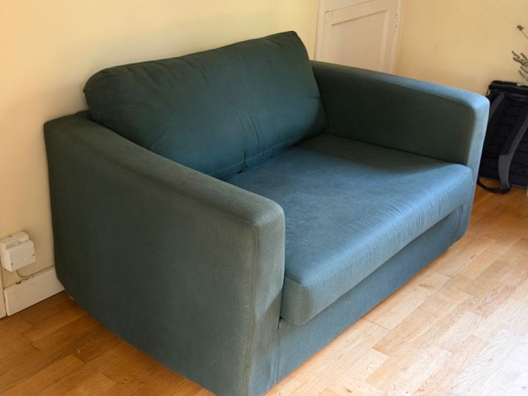 Compact Dark Green Fabric Sofa Bed – Good Condition, £35.00 for Sale