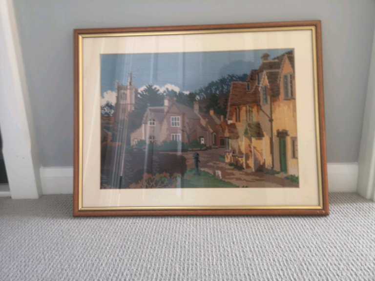Wool needle point cross stitch crochet picture 