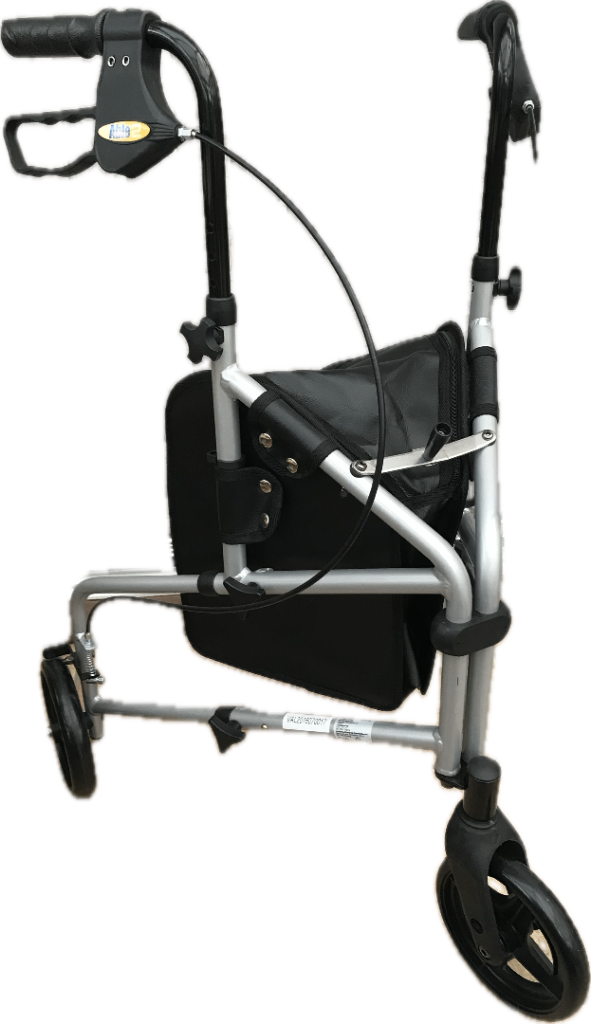 Folding rollator with bag