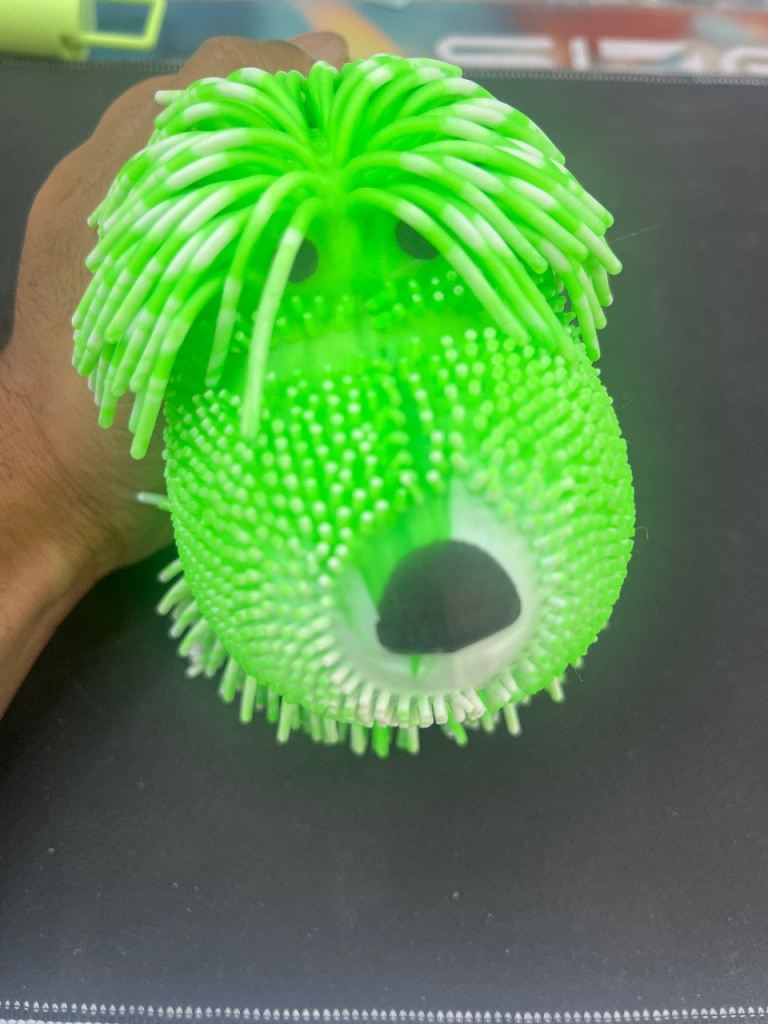 Green Spiky puppy toy super soft and squeeze