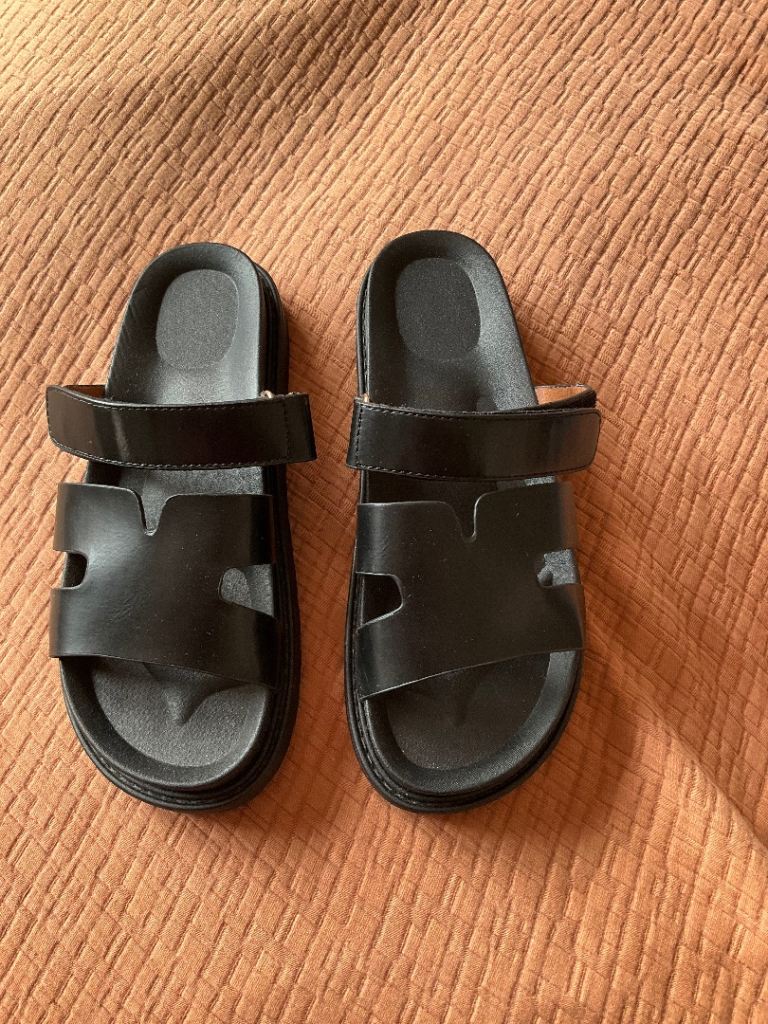 Brand New Black Double Strap Sandals size 6