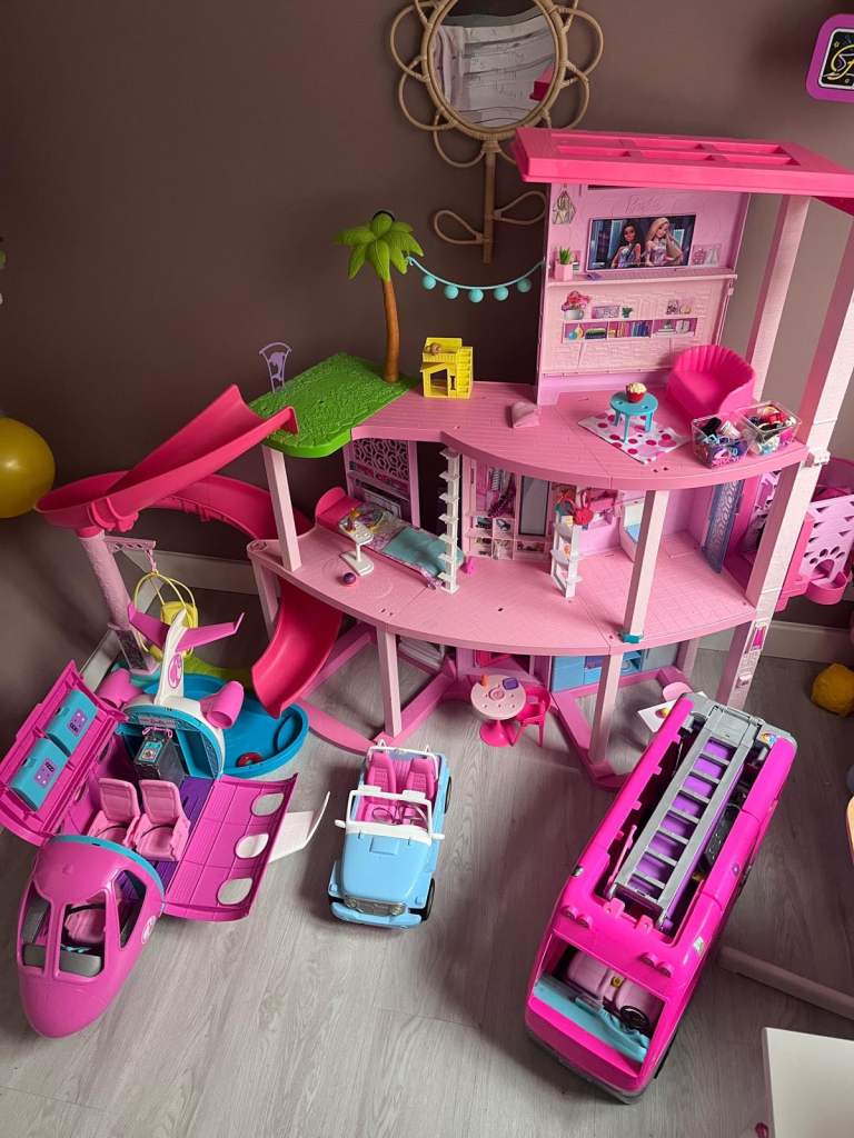 Barbie Dream House, Plane, Car, and Campervan Bundle