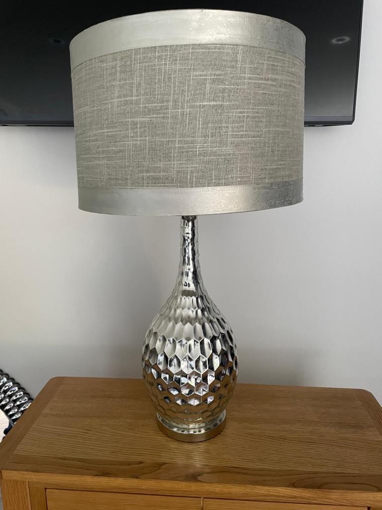 Large silver and grey lamp