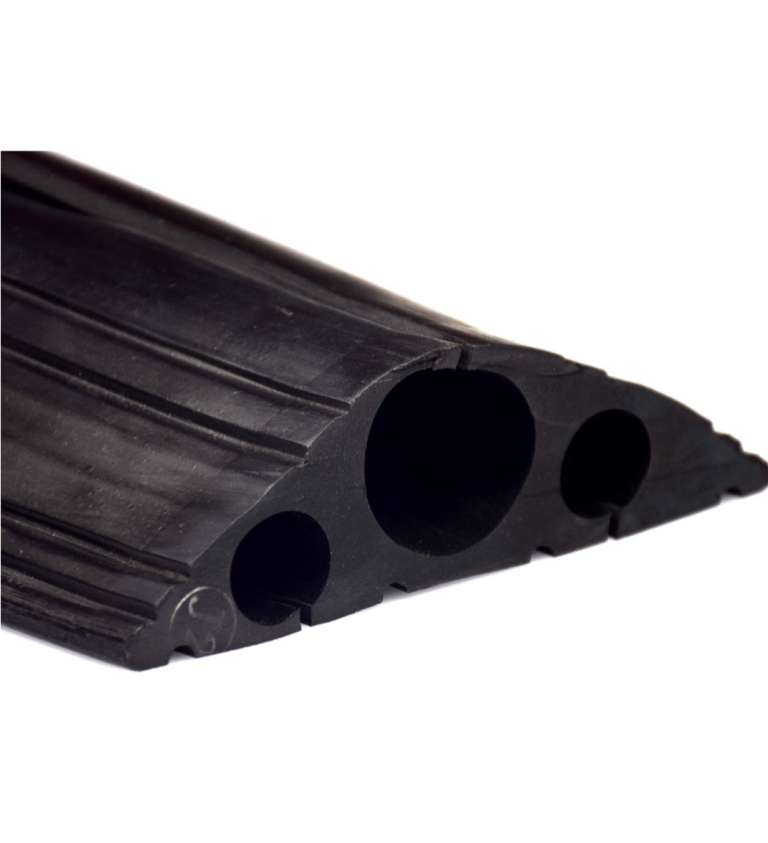 Black Heavy Duty Industrial Rubber Floor Outdoor Cable Protector - Safety Wire Cover (2m)
