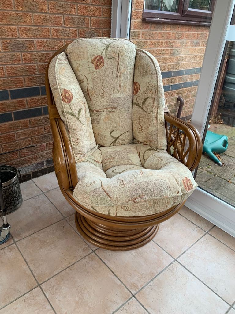 Cane swivel rocker chair