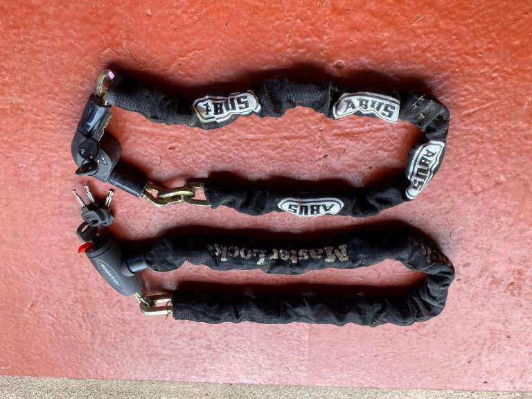 Two Heavy Duty Motorbike Locking Chains