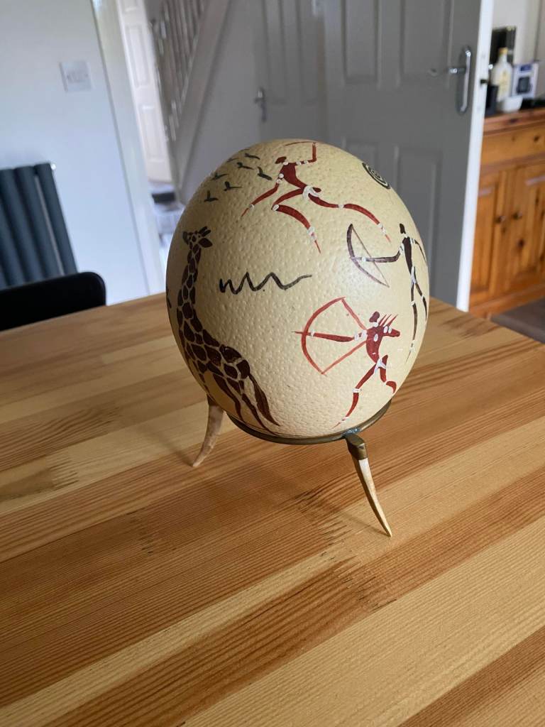 hand painted African ostrich eggshell