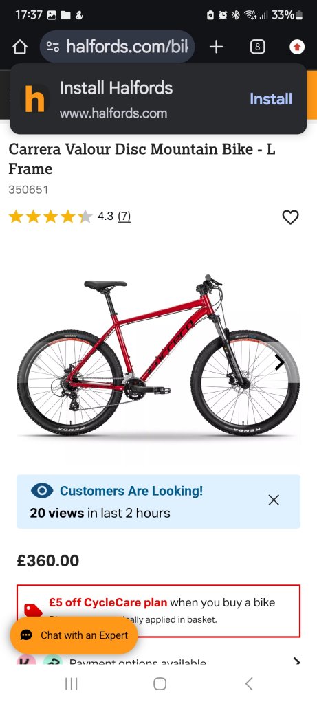 image for Brand new XL Carrera Valour Disc, save £100 off halfords built up price, more bikes available too 