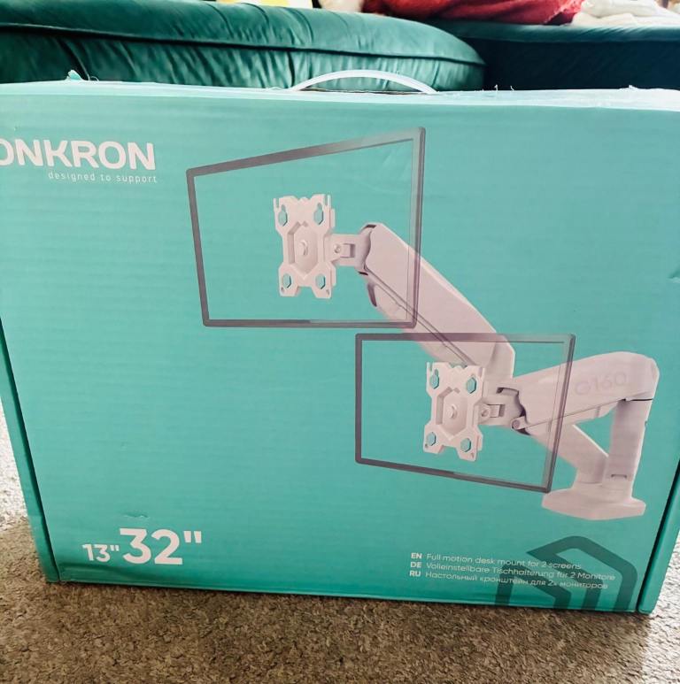 Double Monitor Arm Desk Mount for 13-32 Inch, Gas Spring Dual Monitor Arm up to 8 kg Each, 