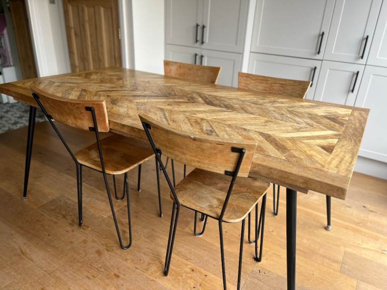 Swoon Editions Chevron Dining Table + 4 Chairs — Great Condition