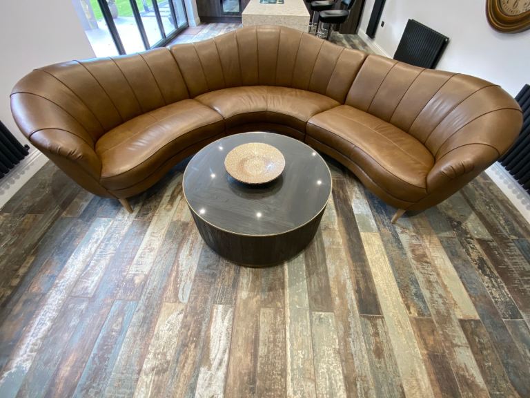 Sofology Brown Leather Perle 2 Seater/Corner/2 Seater Sofa