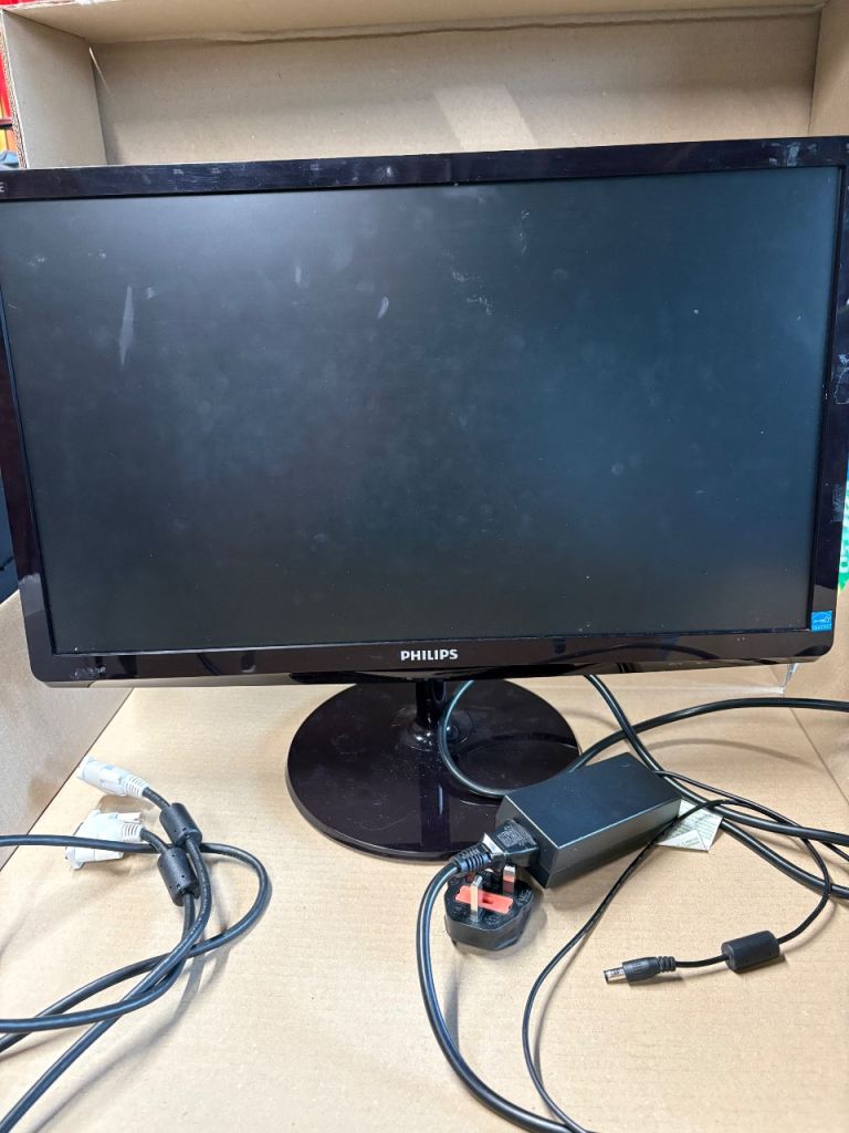 Philips Monitor with Power Adapter and VGA Cable