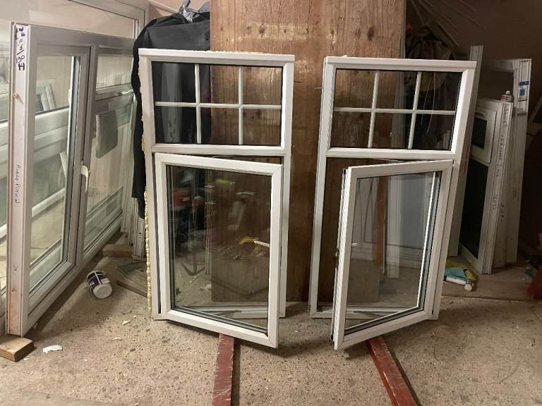 H 126.5 x W 66 cm - MATCHING PAIR - £80 EACH - MODERN ALUMINIUM DOUBLE GLAZED GEORGIAN WINDOWS
