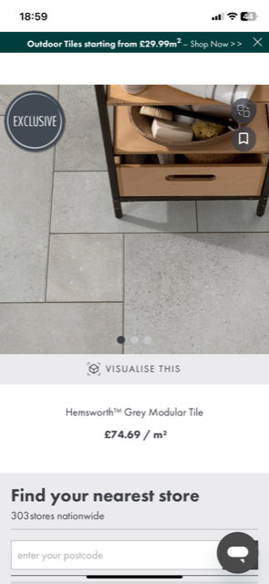 Brand new Grey Hemsworth modular tile packs x19
