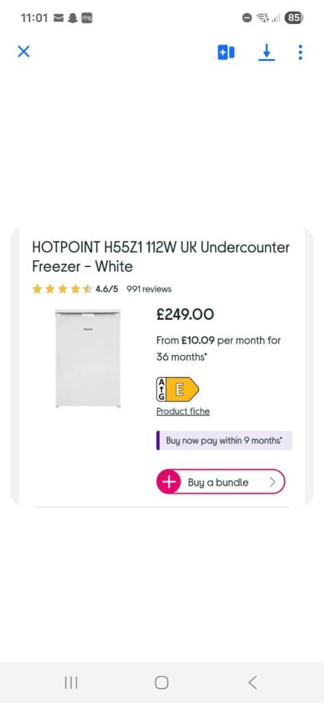 Undercounter freezer