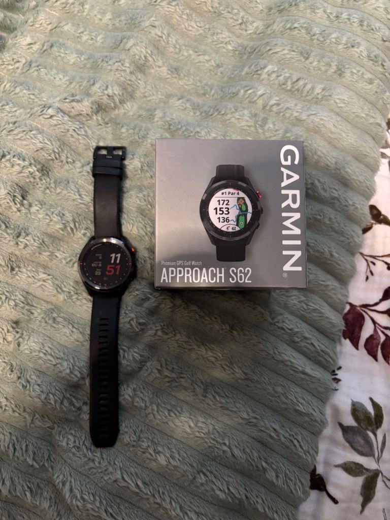 Garmin Approach S62 GPS Golf Smartwatch - Black, Good Condition