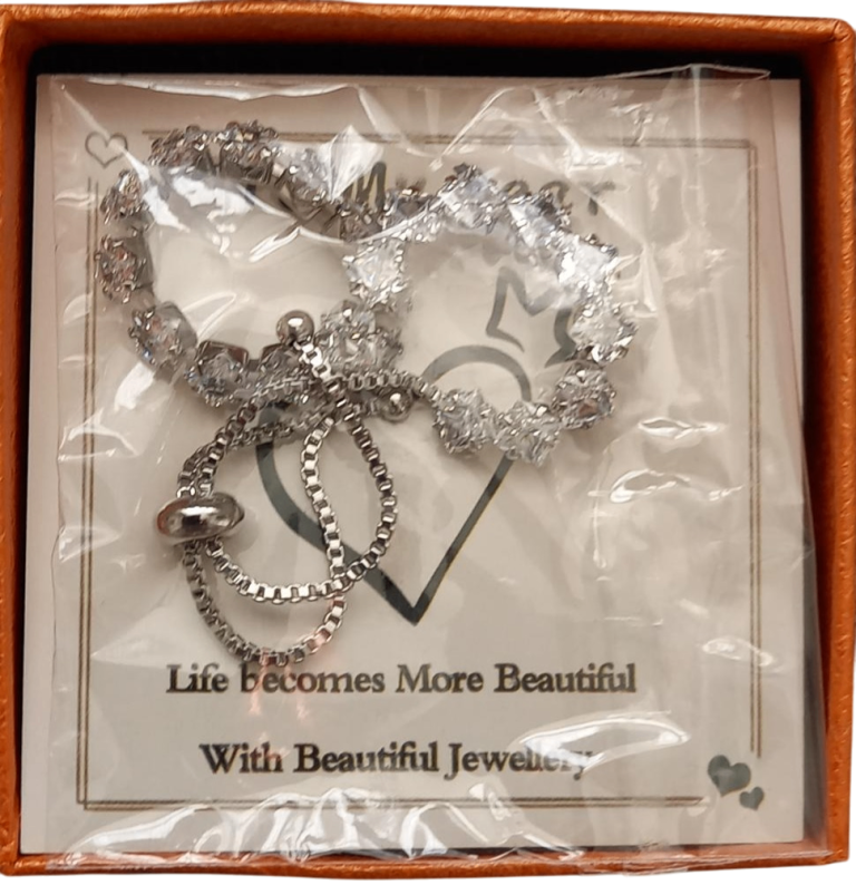 Sterling Silver Plated Tennis Bracelet for Women Crystal Slider Bracelet