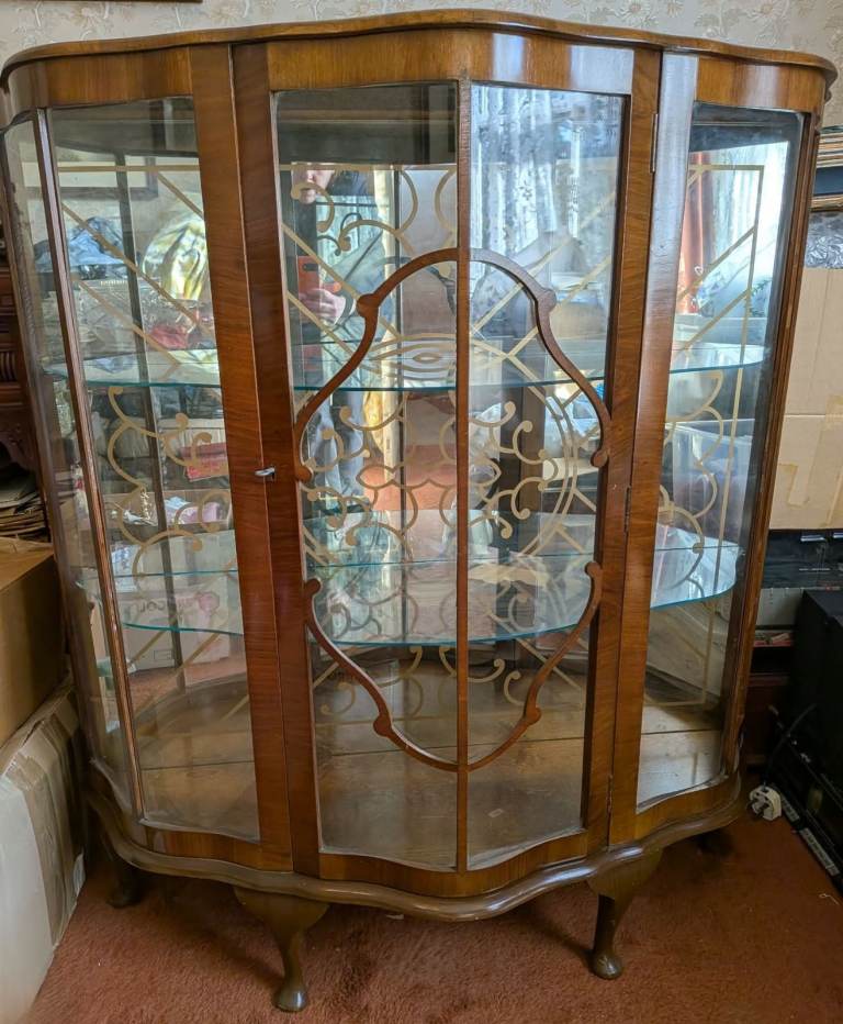 Art Deco Glass Display Cabinet with Key 