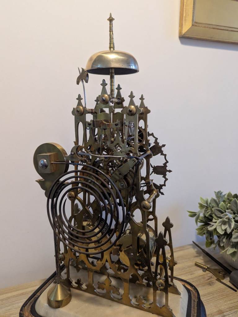 A Fine Large Victorian Twin Fusee Skeleton Clock c1870