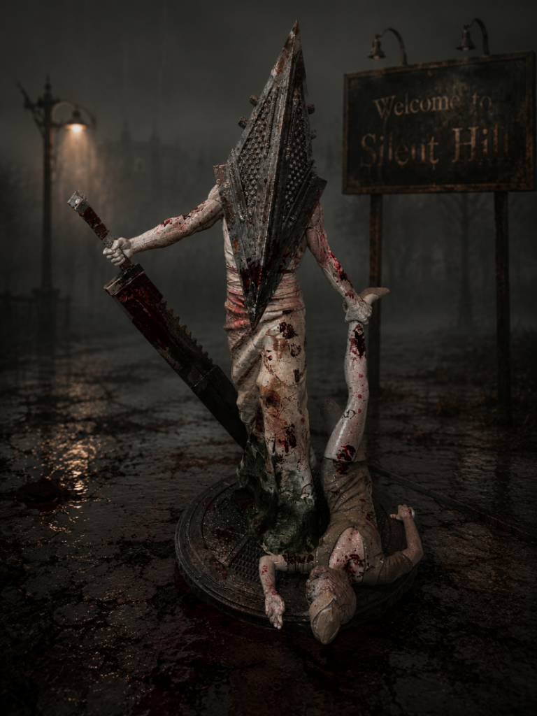 3d printed Silent Hill Pyramid Head & Nurse Figurine – Detailed Collectible