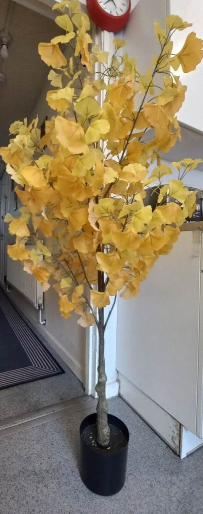 QVC home2garden Yellow ginko 510 leaves Artificial Tree Autumn Decoration In Pot
