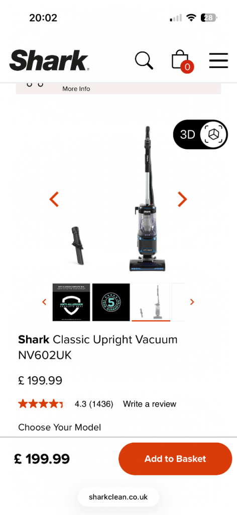 Shark hoover 