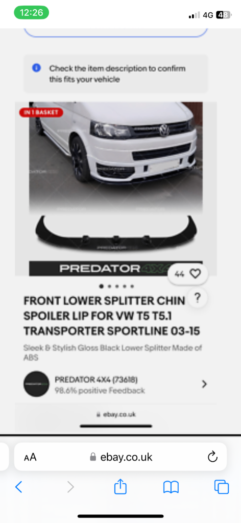 FRONT LOWER SPLITTER CHIN SPOILER LIP FOR VW T5 T5.1 TRANSPORTER SPORTLINE 03-15