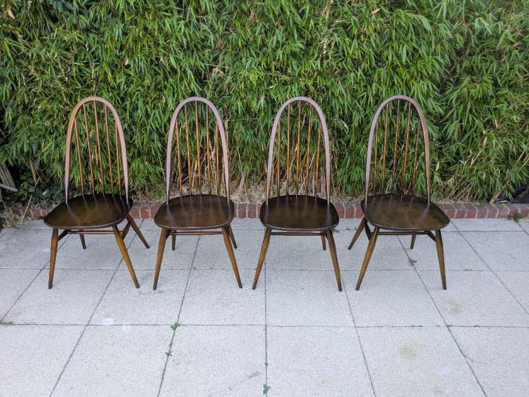 4 x Ercol Quaker Dining Chairs Vintage Retro Mid Century Delivery Available 