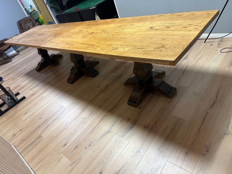 Substantial Solid Oak Banquet Table Large Farmhouse Diner Refectory 4m!