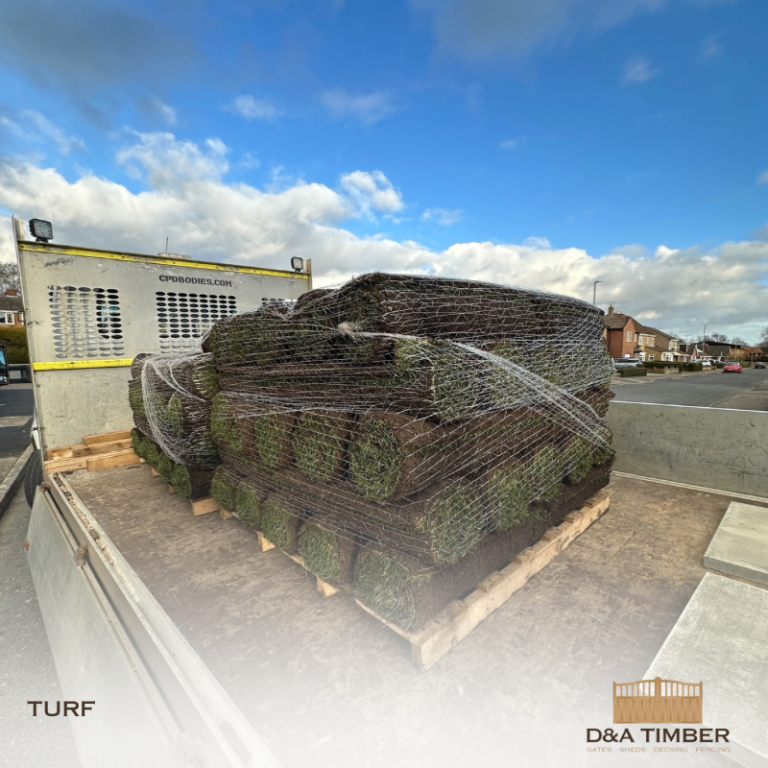 Square metre rolls of fresh garden turf 