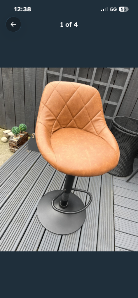 Tan Faux Leather Bar Stool – Good Condition £15 
