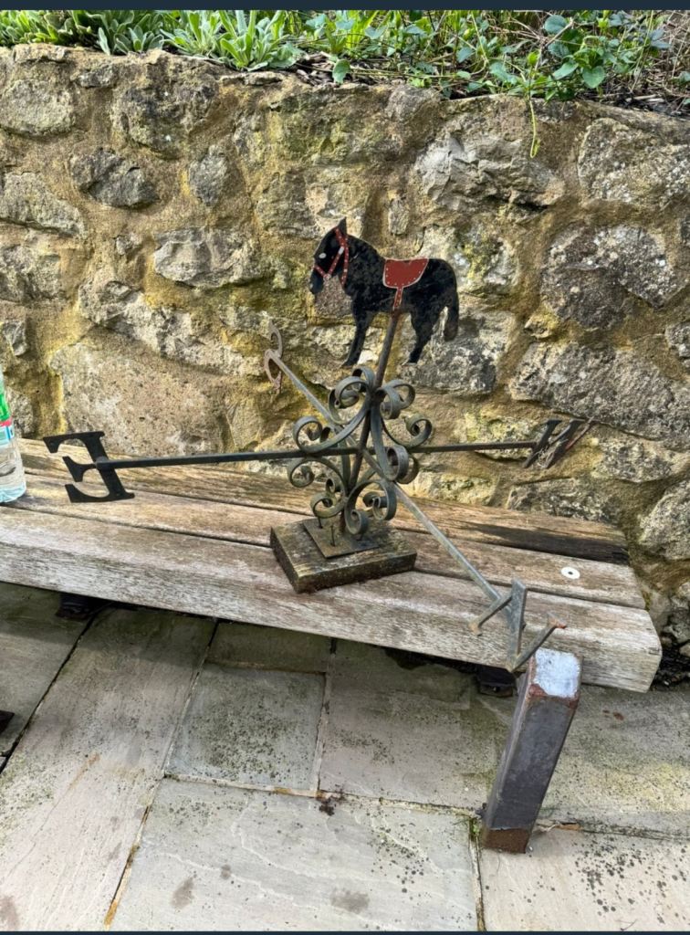 image for vintage metal donkey weather vain ornament 