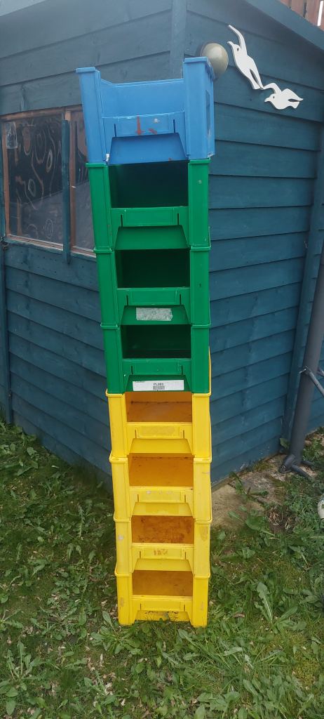 Stackable strong plastic storage containers - garden, shed, garage, greenhouse