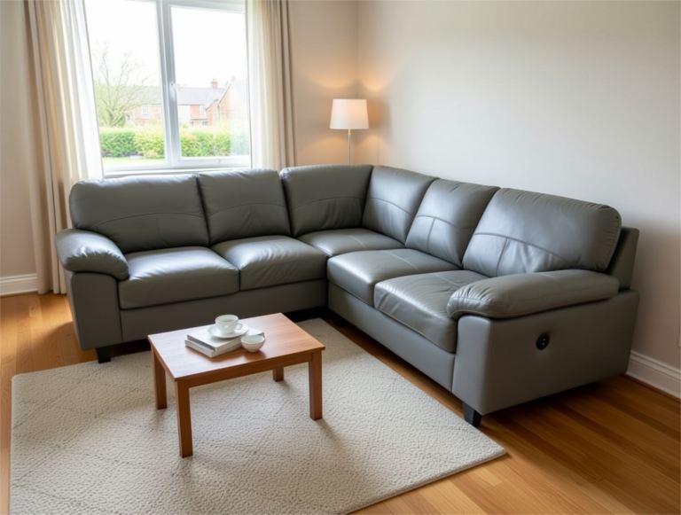 Dark Grey High Grade Genuine Leather Corner Sofa + USB Ports BOSTON 2C2