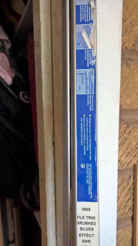 Brushed Aluminium Tile trim 6mm 1.83 meter long. 
